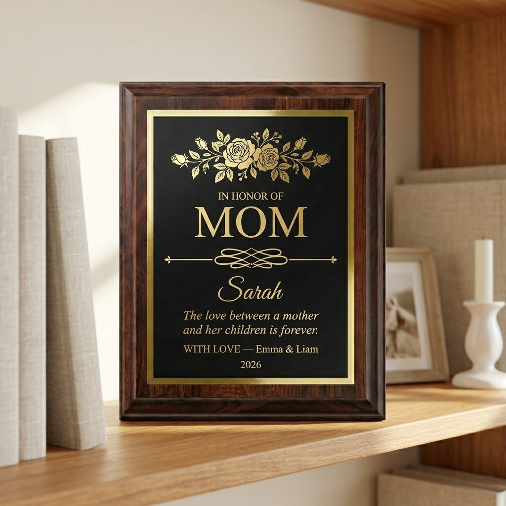 personalized grandma plaque cherry wood gift | Mother's Day Gift Award with personalized engraving, ideal recognition gift for Gift shoppers, mother's day gift ceremony, and Heirloom gift events