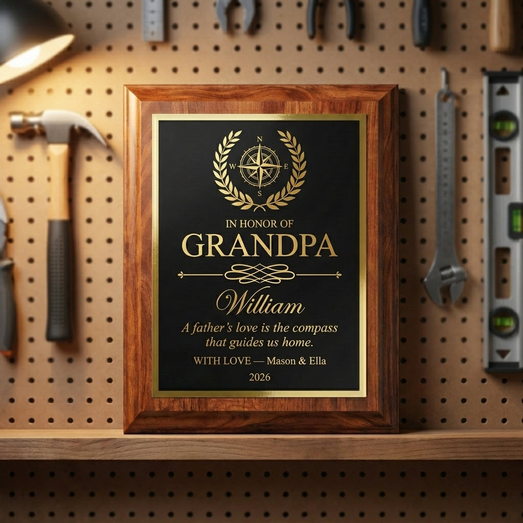 personalized grandpa plaque cherry wood gift | Father's Day Gift Award with personalized engraving, ideal recognition gift for Gift shoppers, father's day gift ceremony, and Heirloom gift events