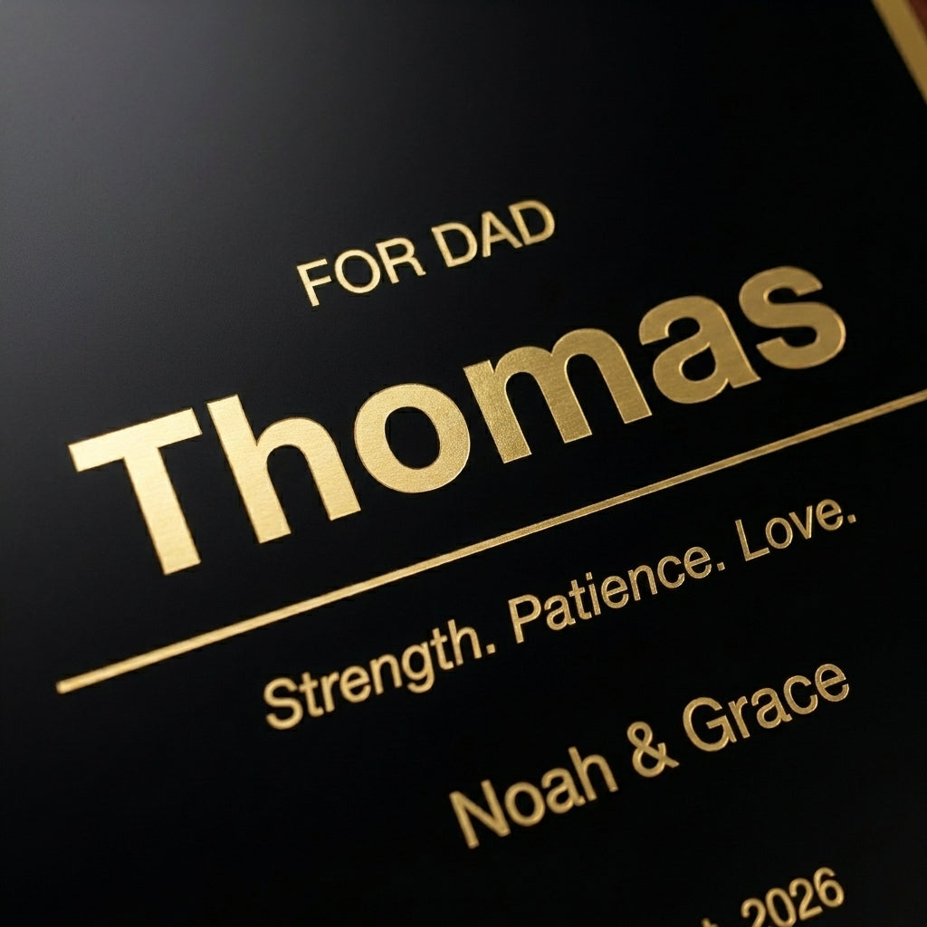 personalized name plaque for dad minimalist design | personalized name plaque for dad custom engraved with up to 4 lines, supports modern dad gift and minimalist plaque buyers searching father's day gift recognition gifts