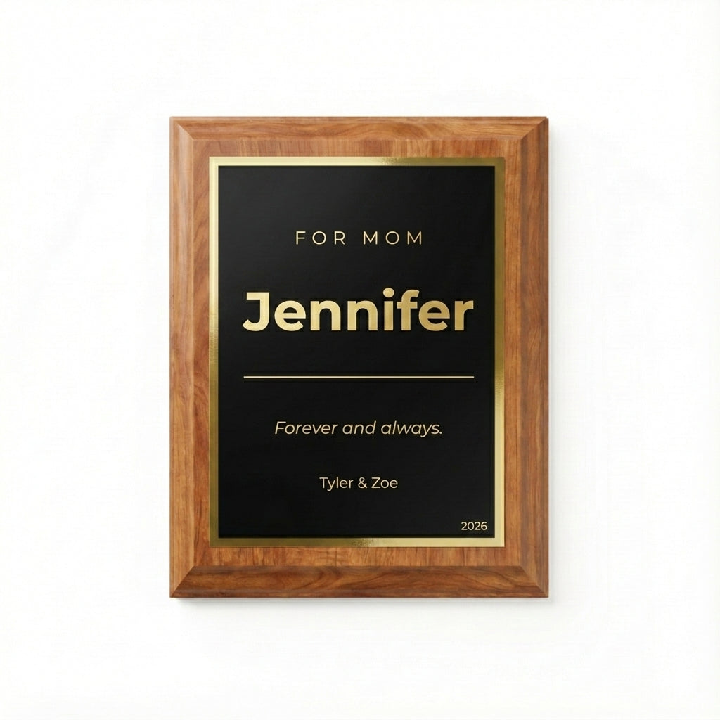 personalized name plaque for mom minimalist design | personalized name plaque for mom custom engraved with up to 4 lines, supports modern mom gift and minimalist plaque buyers searching mother's day gift recognition gifts