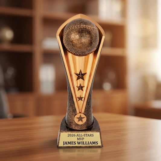 Personalized Baseball Cobra Trophy CA242 - MVP award with custom engraved gold name plate