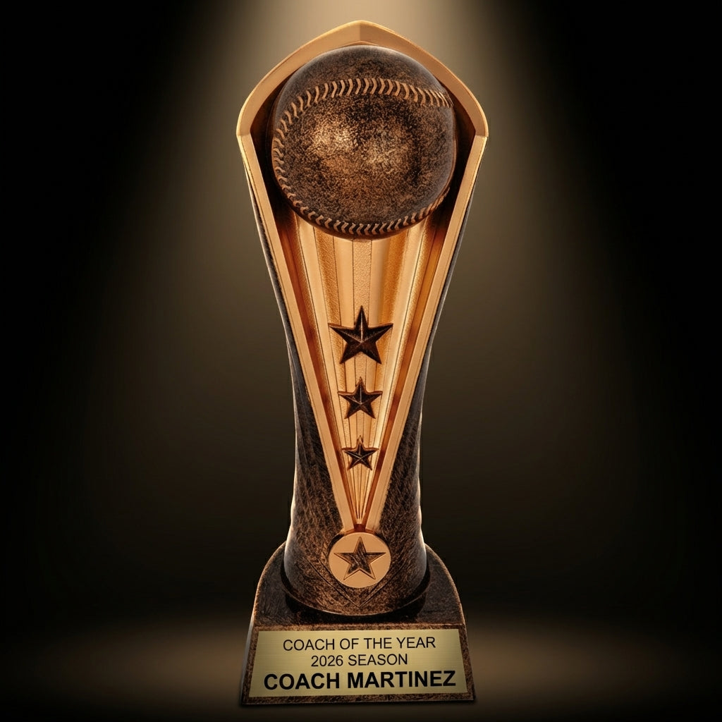 Baseball Coach of the Year Trophy CA242 - dramatic lighting product photo