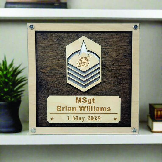 Space Force Promotion Gift Plaque, Military Promotion Gift for Officer or Enlisted Space Force, Perfect for Promotion, Retirement or PCS