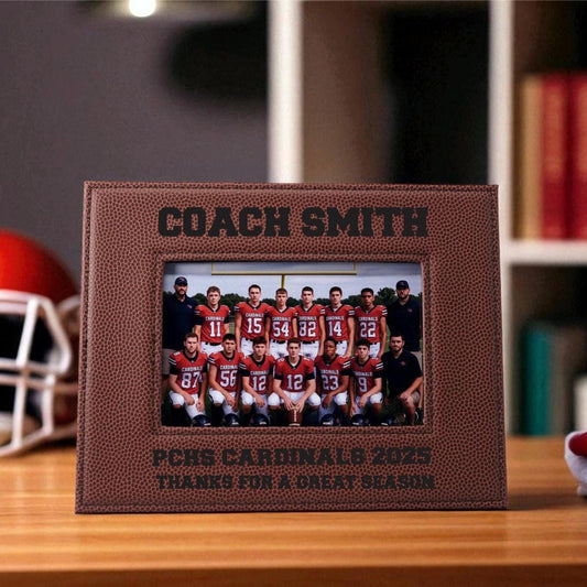Personalized Football Coach Photo Frame, Football Coach Gift – Football Texture Picture Frame – Senior, MVP, or End-of-Season Gift