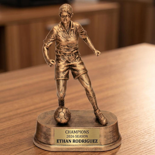 Personalized Soccer Trophy 7.75"/7.75" - Custom Engraved RESIN 7.75" for Team, Coach & MVP Awards — view 2