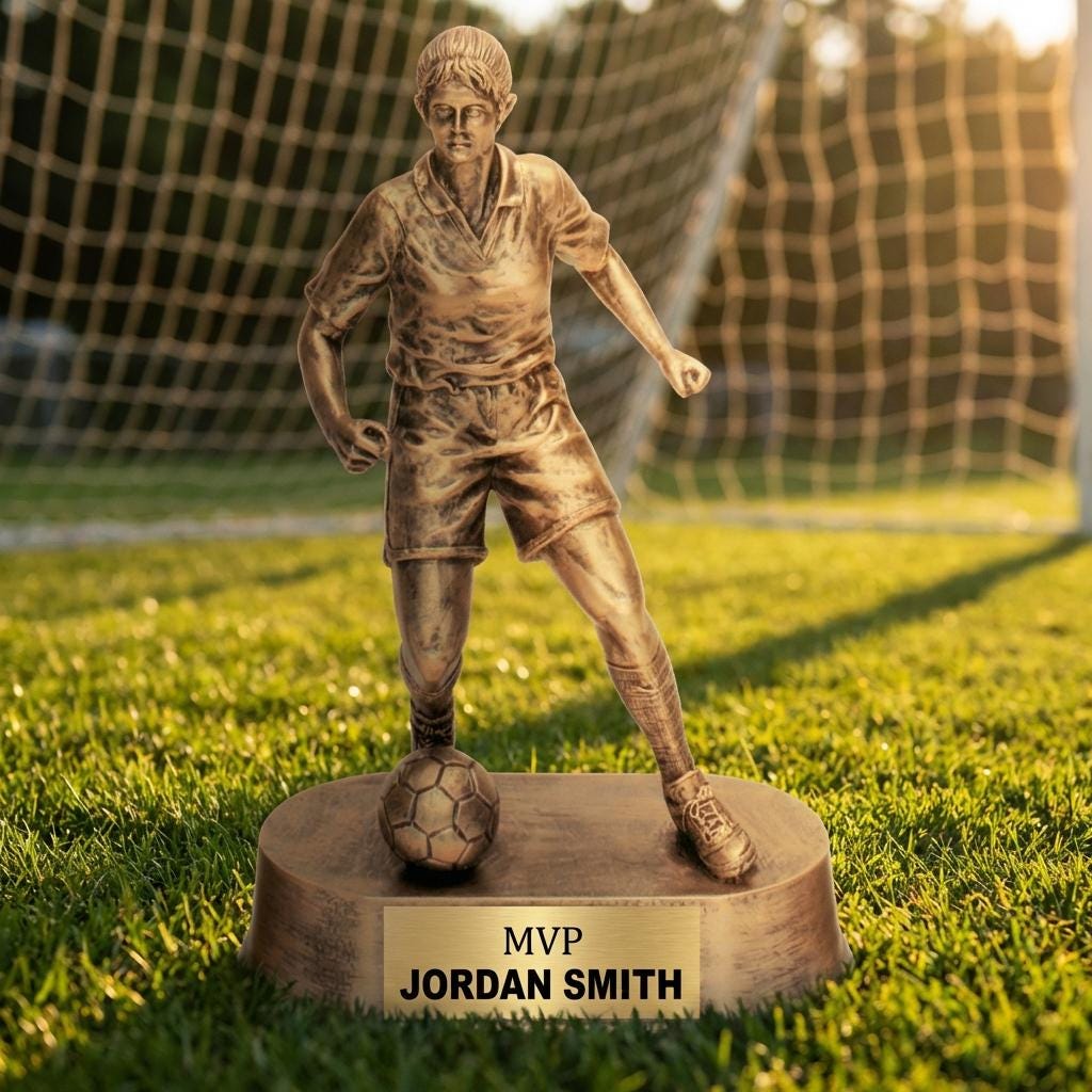Personalized Soccer Trophy 7.75"/7.75" - Custom Engraved RESIN 7.75" for Team, Coach & MVP Awards — view 3