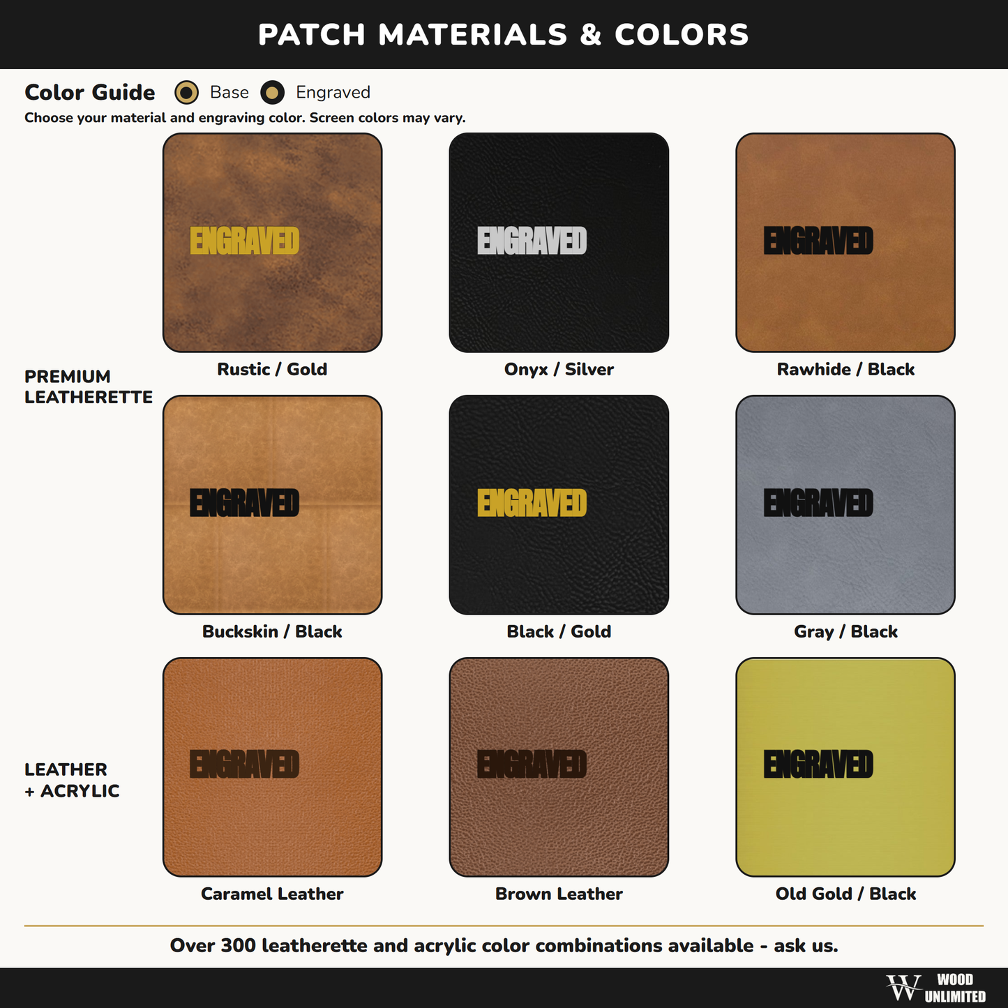 leather and acrylic patch swatches for veteran hat