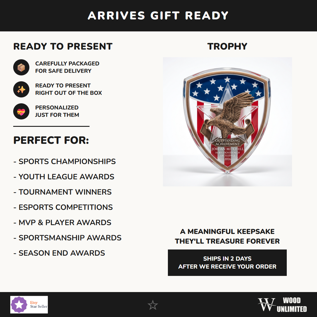 Gift-ready personalized Patriot Plaque Mount resin award, perfect for ceremonies, retirements, and corporate recognition
