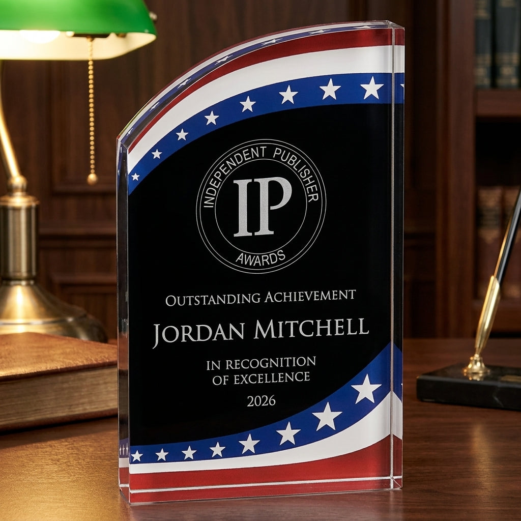 Personalized American flag acrylic award - Stars & Stripes - laser engraved