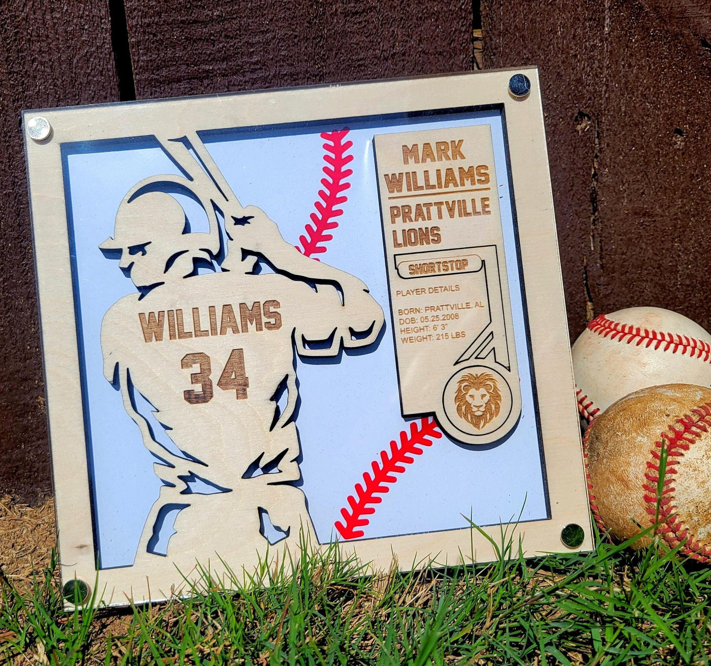 Custom Baseball Player Stats Plaque — view 1