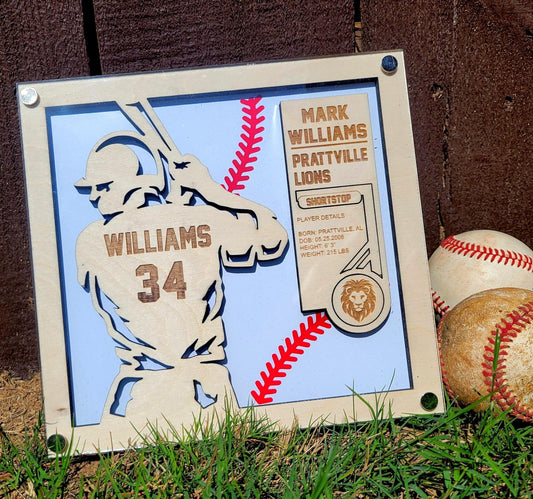 Custom Baseball Player Stats Plaque — view 1
