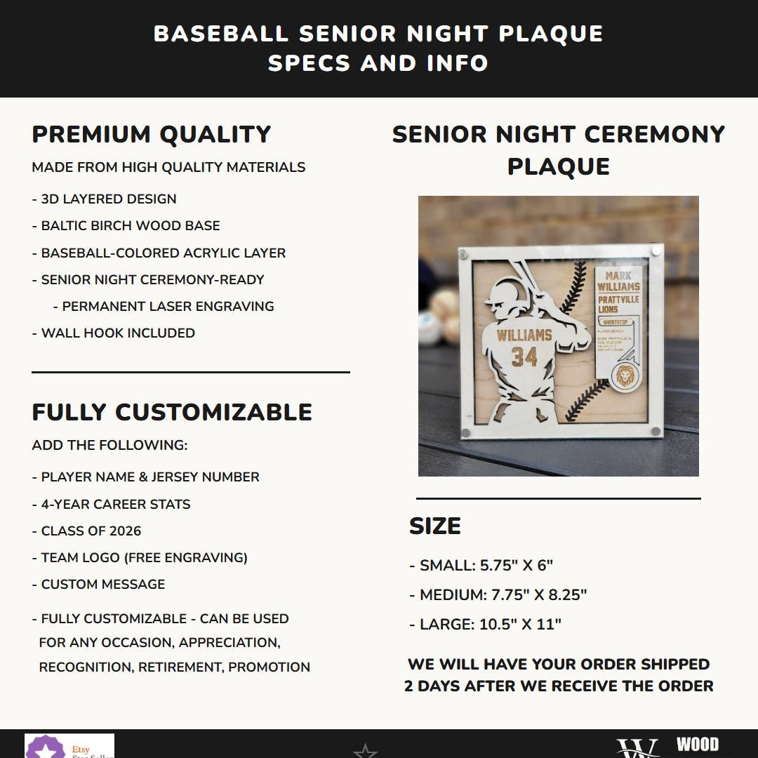 Baseball Senior Night Plaque — view 2