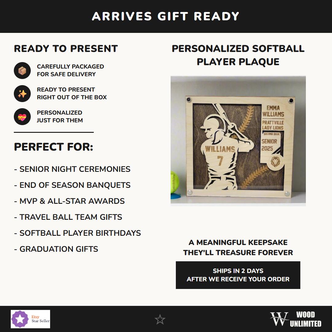 Personalized Softball Senior Night Gift Plaque — view 7
