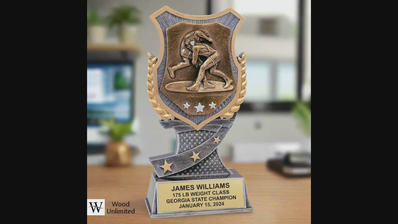 Personalized Wrestling Plaque Trophy with Trophy Cup Back Pattern - Ideal Wrestling Gift for Coaches and Players