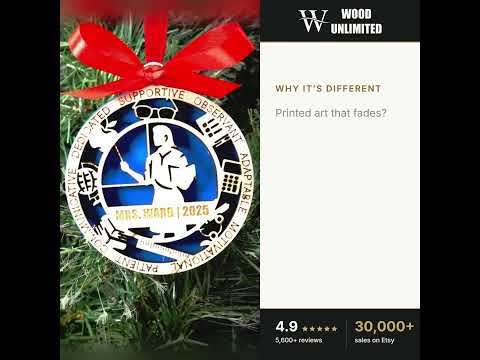 Personalized Teacher Christmas Ornament – Gift for Female Teacher or Substitute Teacher, T video