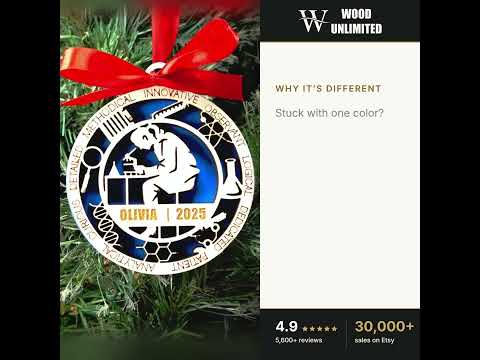 Personalized Scientist Christmas Ornament – Gift for Female Scientist or Researcher, Lab T video