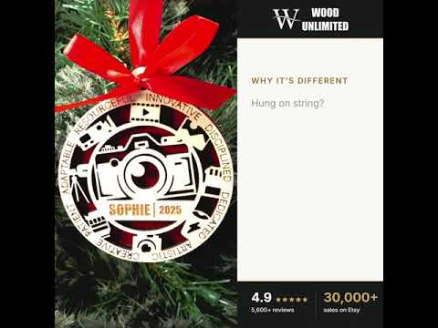 Personalized Photographer Christmas Ornament – Gift for Photographer, Videographer, Digita video