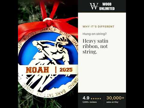 Personalized Mountain Bike Christmas Ornament – Custom Cyclist Gift, Mountain Biking Woode video