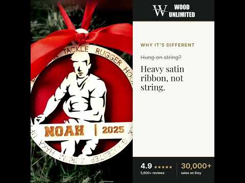 Personalized Rugby Christmas Ornament, Custom Rugby Player Gift, Engraved Wooden Rugby Orn video