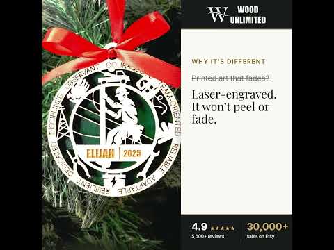 Personalized Line Man Christmas Ornament – Gift for Male Line Man or Lineman, Utility Work video