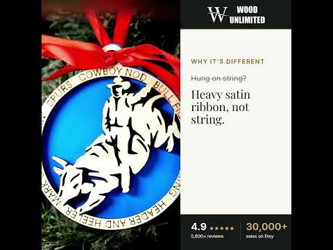 Personalized Bull Rider Christmas Ornament – Custom Rodeo Gift, Engraved Wooden Ornament 2 video