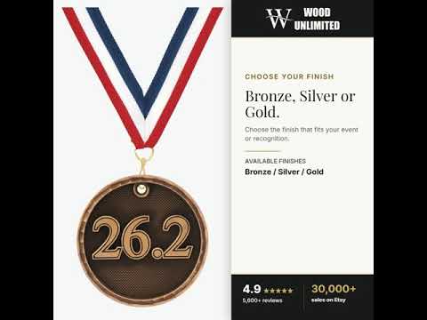 Personalized Marathon Medals with Neck Ribbon - Gold Silver Bronze - Custom Engraved video