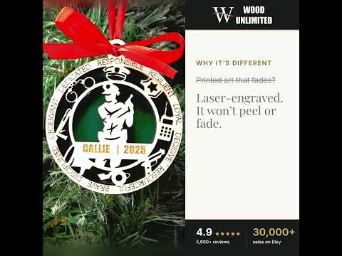 Personalized Police Officer Christmas Ornament – Gift for Female Police Officer or Deputy, video