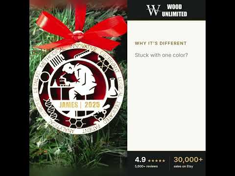 Personalized Scientist Christmas Ornament – Gift for Male Scientist or Researcher, Lab Tec video