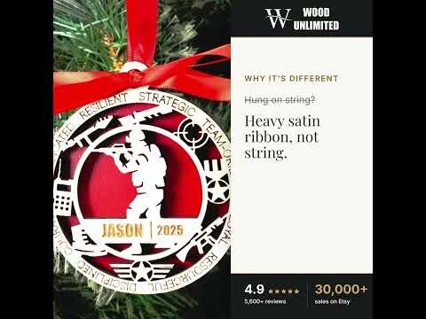 Personalized Military Camo Christmas Ornament – Gift for Male Military Camo or Service Mem video