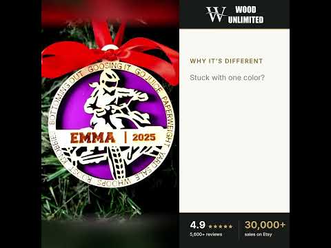 Personalized ATV Christmas Ornament, Custom Girls Mud Rider Gift, Engraved Wooden Ornament video