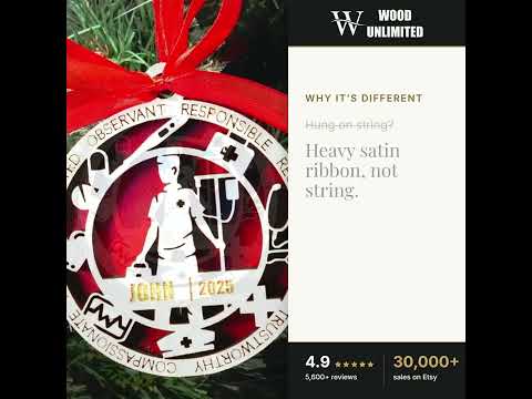 Personalized Nurse Christmas Ornament – Gift for Male Nurse or RN, LPN, Nursing Student Ch video