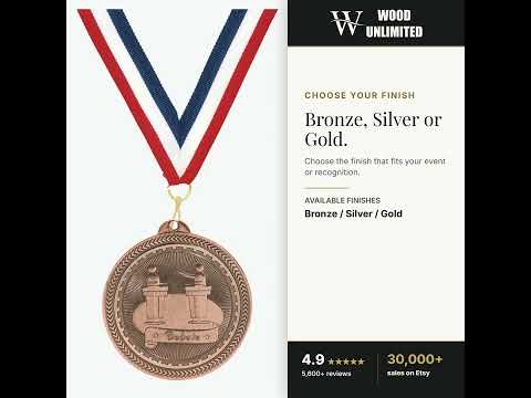 Personalized Debate Medals with Neck Ribbon - Gold Silver Bronze - Custom Engraved video