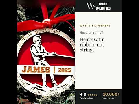 Personalized Men’s Water Skiing Christmas Ornament – Custom Male Skier Gift, Engraved Wood video