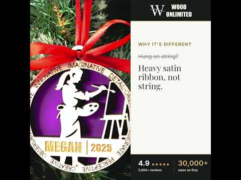 Personalized Artist Christmas Ornament – Gift for Female Artist or Painter, Designer video