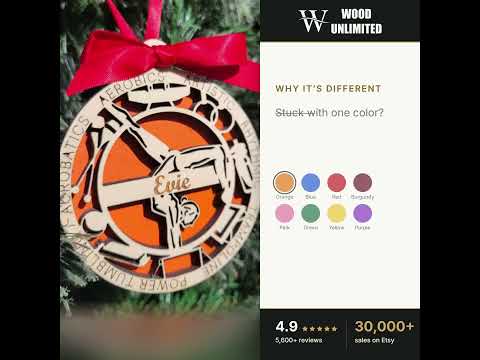 Personalized Gymnastics Christmas Ornament Gift for Gymnast, Gymnastics Christmas Ornament video