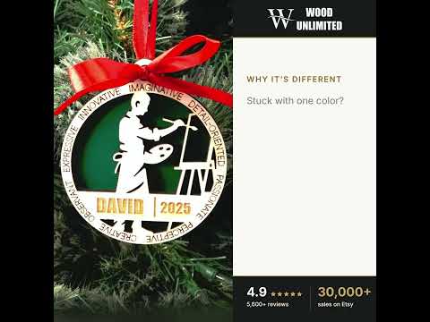 Personalized Artist Christmas Ornament – Gift for Male Artist or Painter, Designer, Art En video