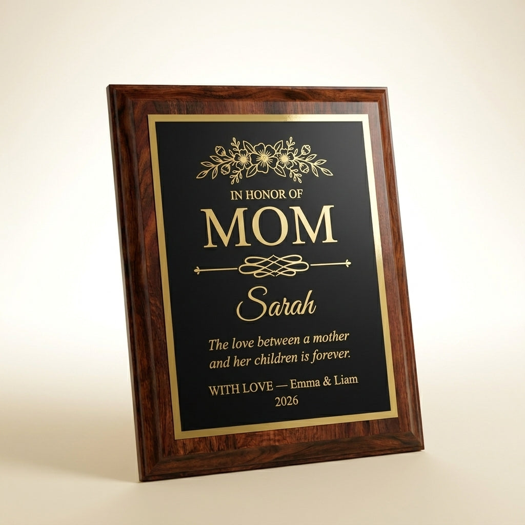 personalized mothers day plaque gift for mom from kids | Personalized Mother's Day Gift Trophy with custom engraved name plate, ideal for Adult children and Sons, perfect Mother's Day 2026 for Mother's Day and Birthday