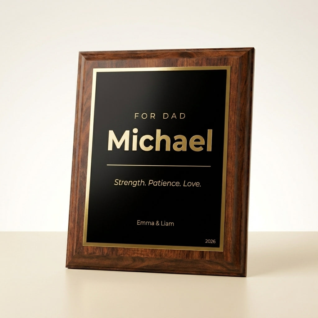 modern minimalist fathers day plaque personalized name gift | Personalized Father's Day Gift Trophy with custom engraved name plate, ideal for Adult children and Sons, perfect Father's Day 2026 for Father's Day and Birthday