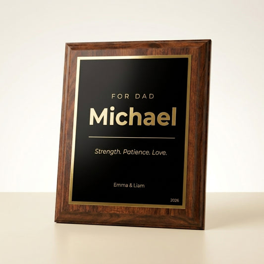 modern minimalist fathers day plaque personalized name gift | Personalized Father's Day Gift Trophy with custom engraved name plate, ideal for Adult children and Sons, perfect Father's Day 2026 for Father's Day and Birthday