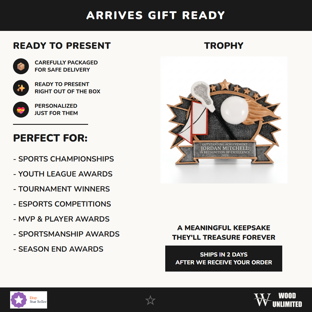 Gift-ready personalized Resin Lacrosse Plate Large resin award, perfect for ceremonies, retirements, and corporate recognition