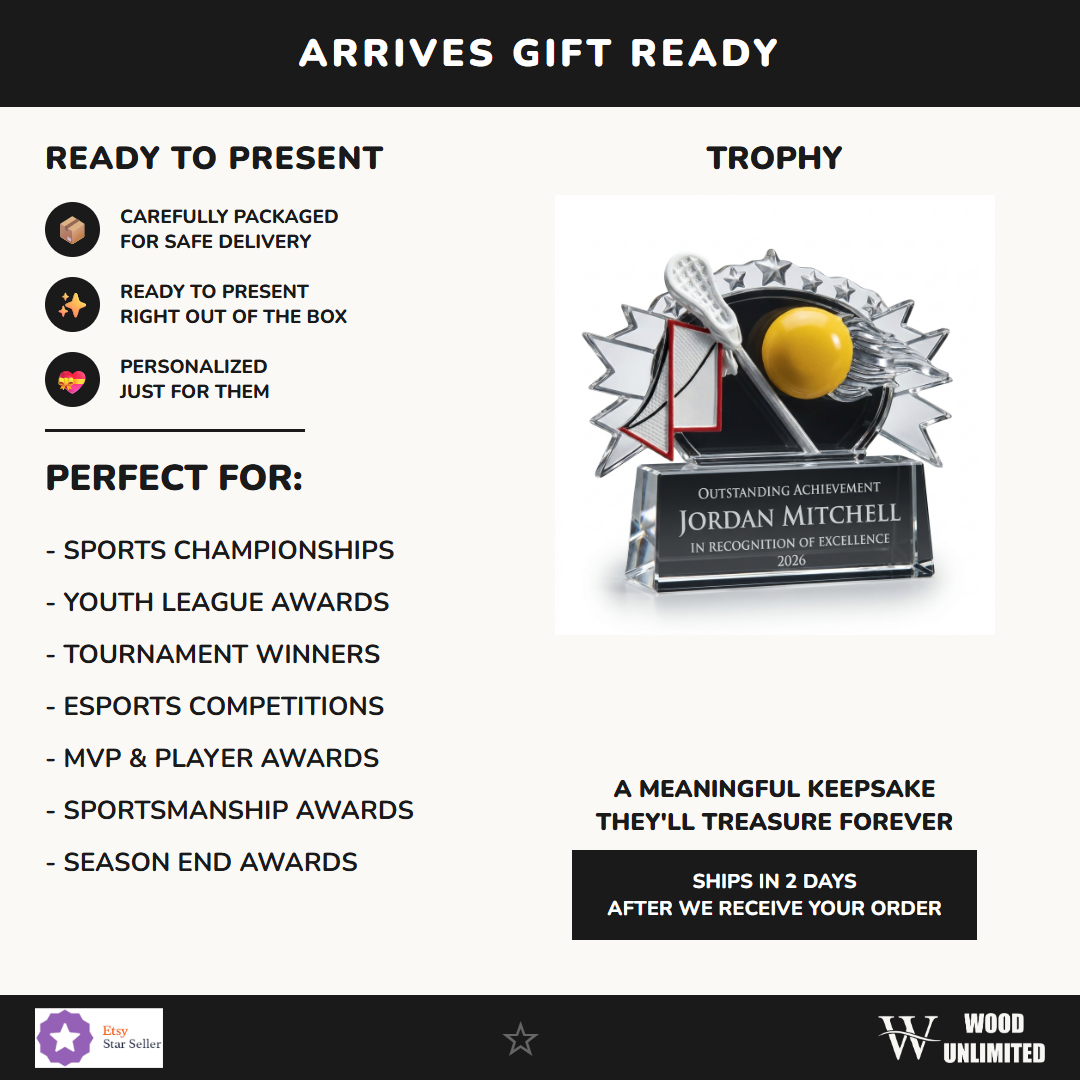 Gift-ready personalized Resin Lacrosse Plate resin award, perfect for ceremonies, retirements, and corporate recognition