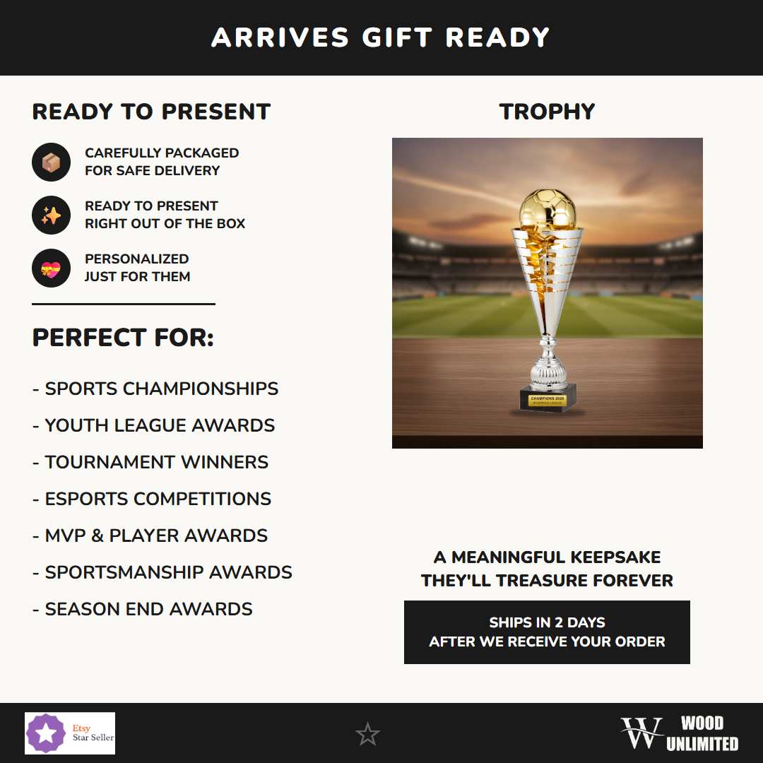 Gift-ready personalized Silver/Gold Italian Soccer Cup cup trophy, perfect for ceremonies, retirements, and corporate recognition