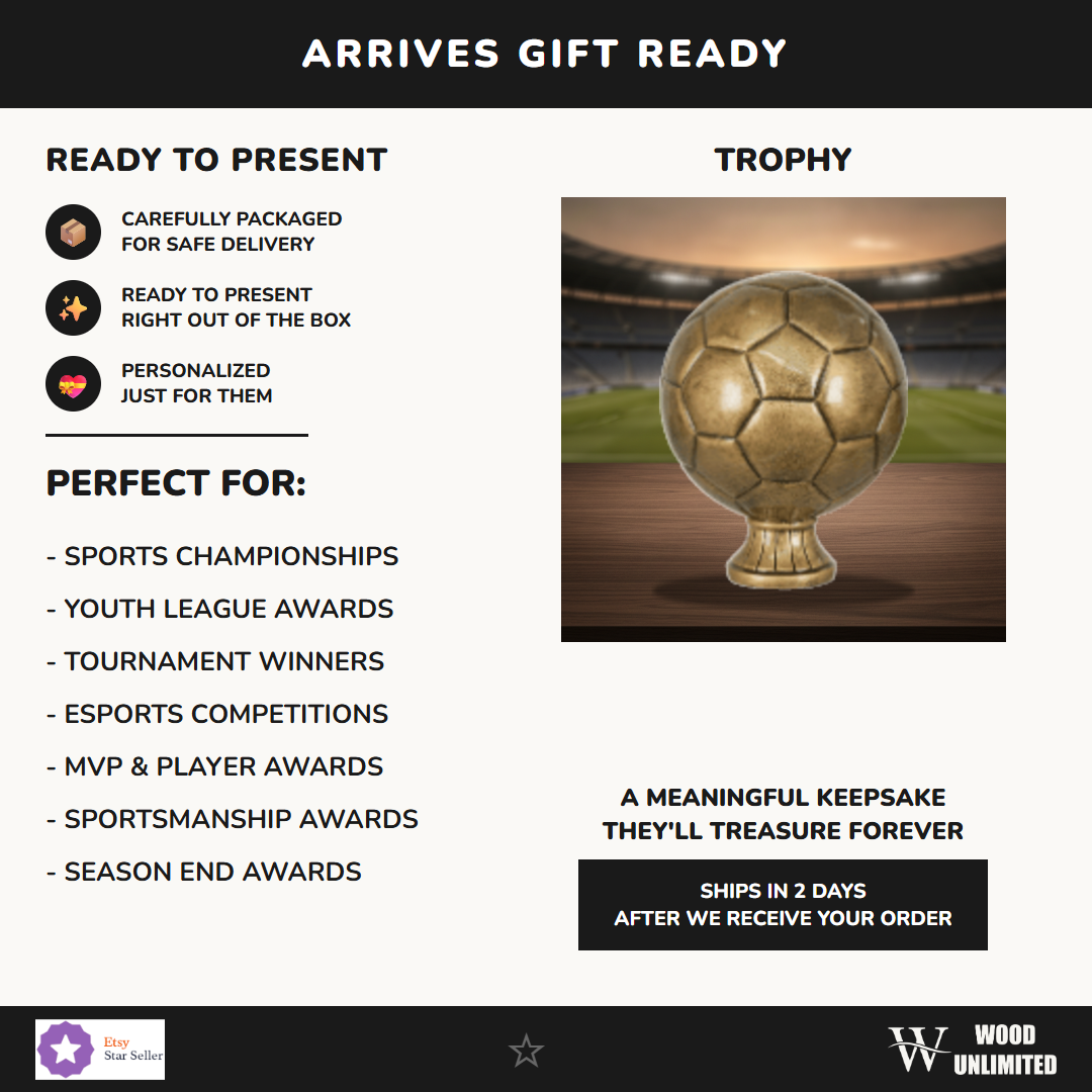 Gift-ready personalized Soccer Antique Metallic Resin Award resin award, perfect for ceremonies, retirements, and corporate recognition