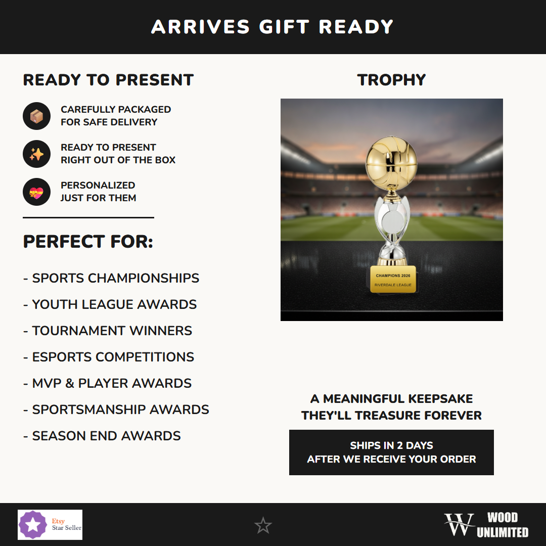 Gift-ready personalized Soccer Assembled Cup resin award, perfect for ceremonies, retirements, and corporate recognition