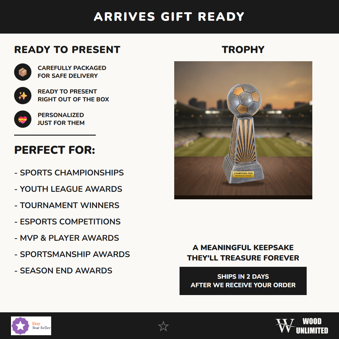 Gift-ready personalized Soccer Imperial Resin Award resin award, perfect for ceremonies, retirements, and corporate recognition