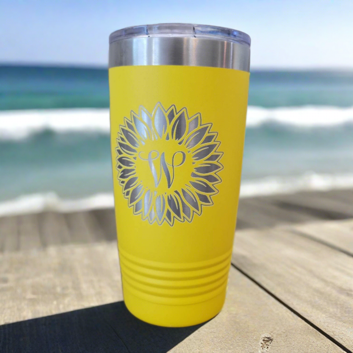 Sunflower Insulated Tumbler, Engraved 20oz Insulated Tumbler - Personalized - Wood Unlimited#