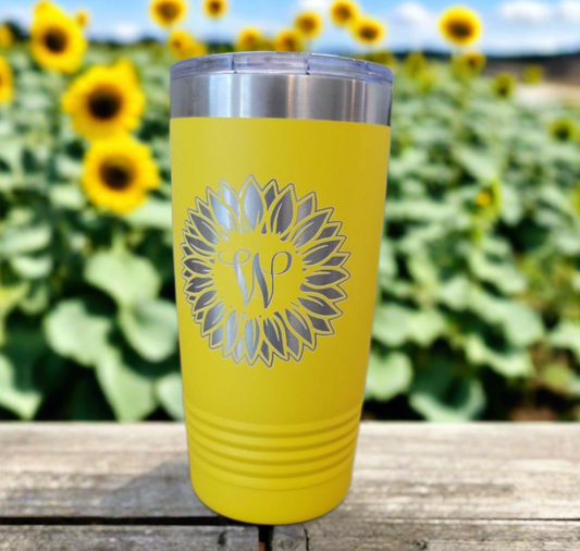 Sunflower Insulated Tumbler, Engraved 20oz Insulated Tumbler - Personalized