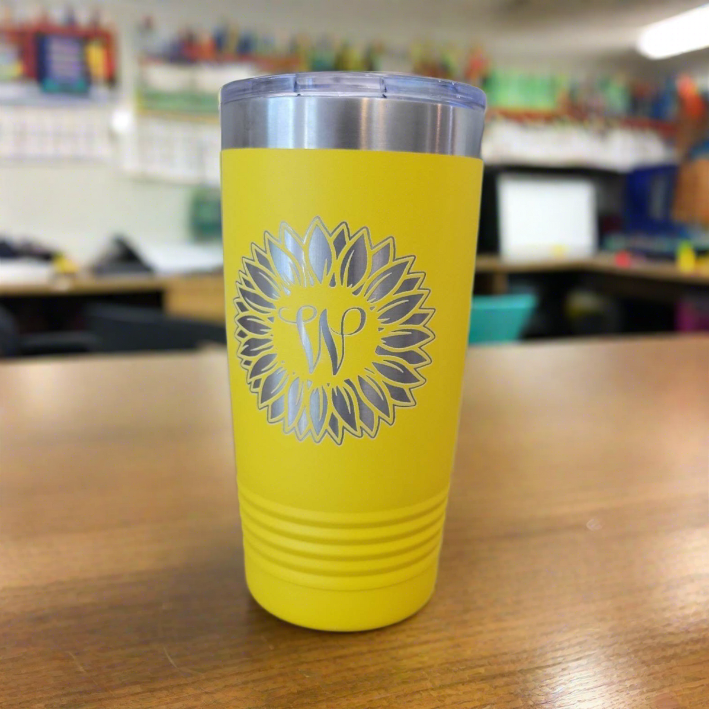 Sunflower Insulated Tumbler, Engraved 20oz Insulated Tumbler - Personalized - Wood Unlimited#