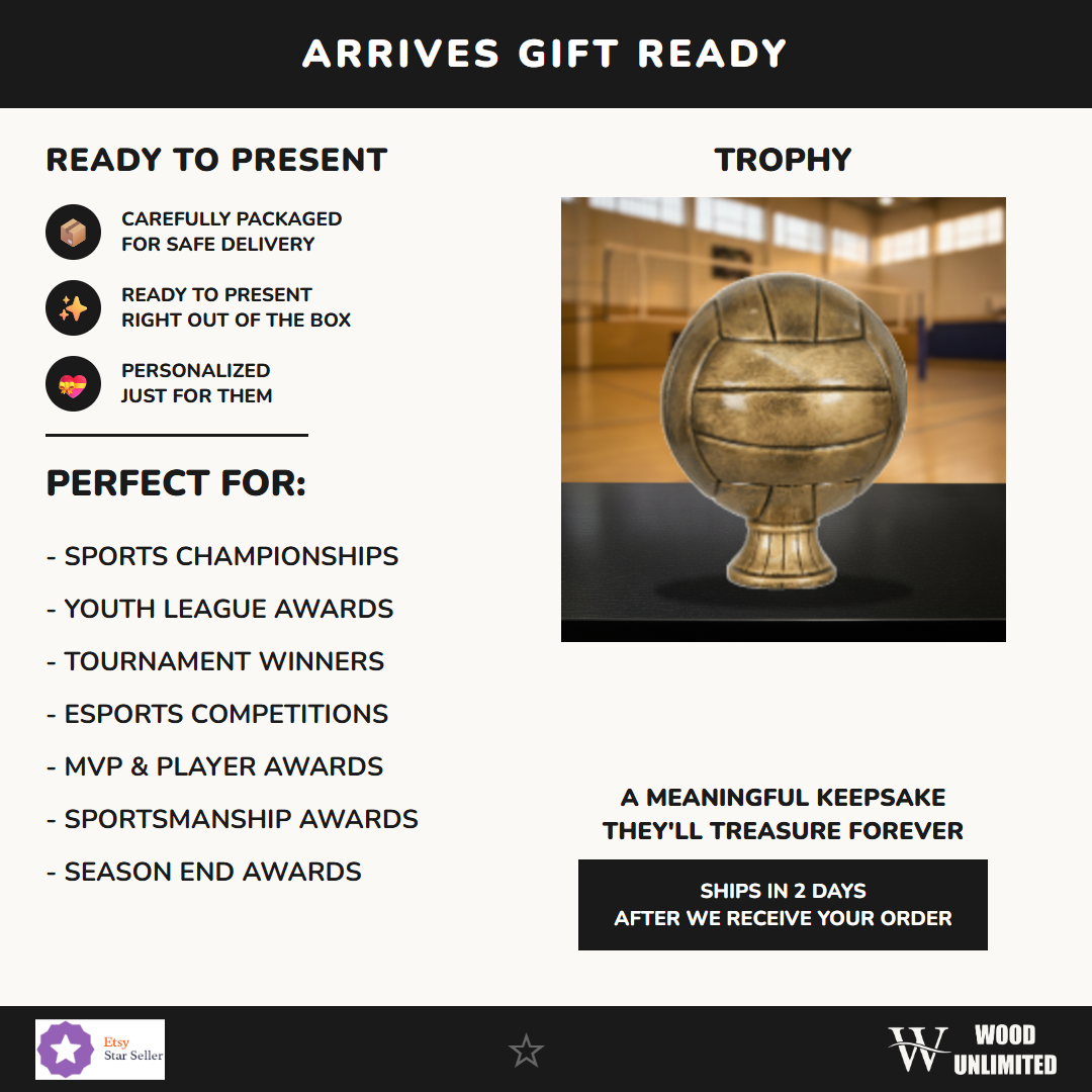 Gift-ready personalized Volleyball Antique Metallic Resin Award resin award, perfect for ceremonies, retirements, and corporate recognition