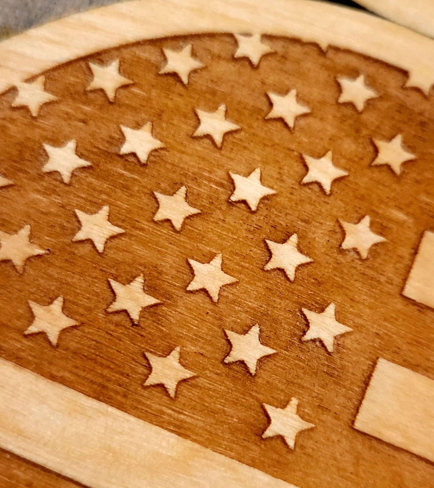 American Flag Coasters Set  Wooden American Flag Coasters, Patriotic Wooden Coasters, USA Drink Coasters, Wood Unlimited